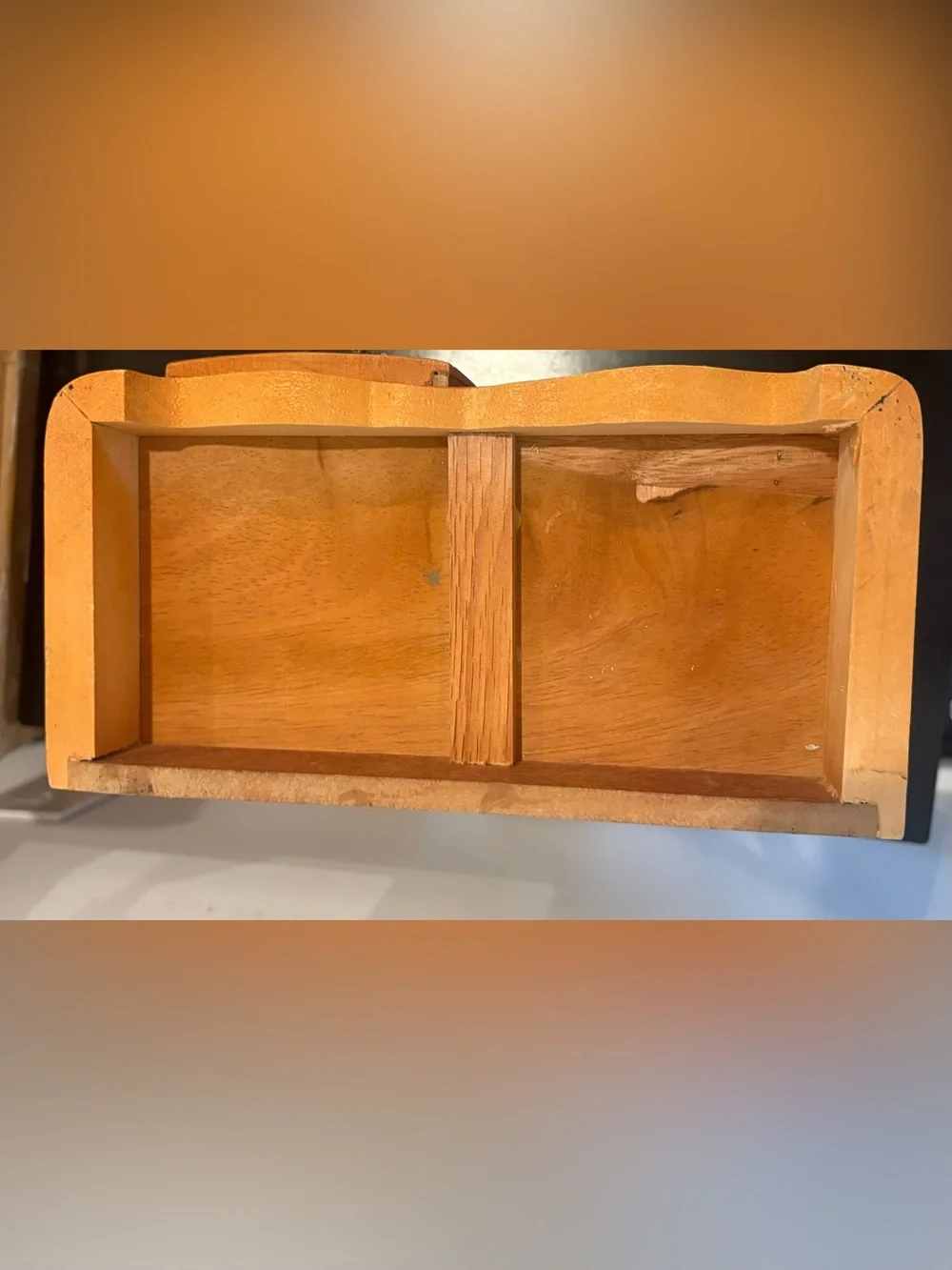 Vintage Wooden Jewelry Box with Glass Door with Four Boxes